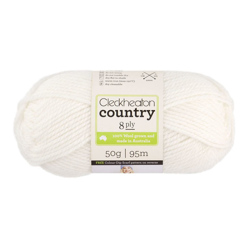Cleckheaton Country Yarn 8ply 50g - White