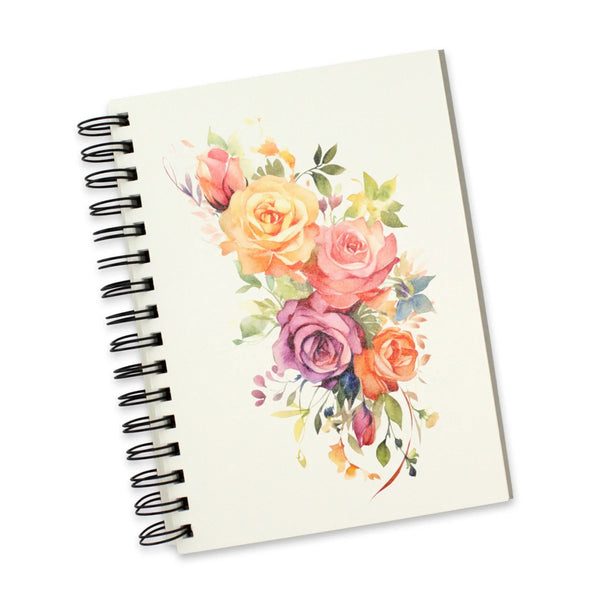 Notebook with floral design on a white background