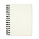 White spiral-bound notebook on a white background