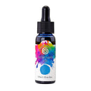 Bottle of water-based ink with a colorful label on a white background