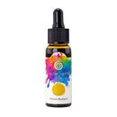 Bottle of water-based ink with a colorful label on a white background