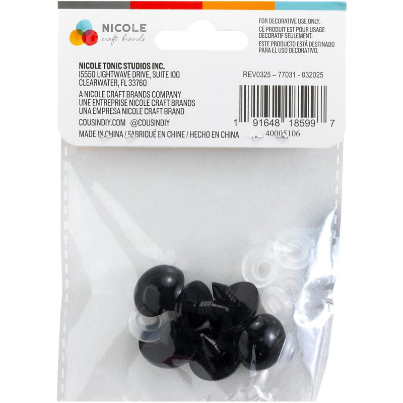 CousinDIY Shank Back Animal Eyes 20mm 6/Pkg - Black