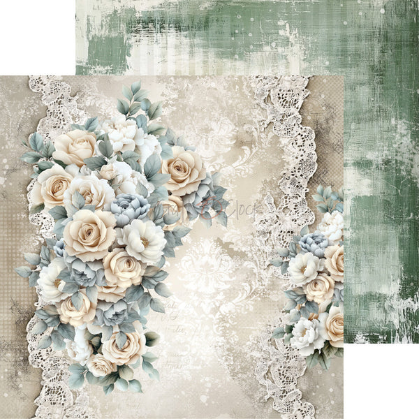 Decorative floral design with lace on a textured background