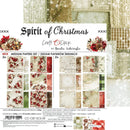 A scrapbook paper pack cover titled 'Spirit of Christmas' by Renata Jutwinowska, showing a collage of layered paper textures and a grid of included patterned papers in red, beige, green, and white tones.