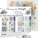 Craft Clock 'Flowers of Delight' medium papers set by Renata Lutowinska, featuring a collage of floral and vintage-themed paper designs in soft purple, blue, beige, and green tones.