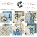 A collage of decorative scrapbook paper designs under the brand name Craft O'Clock and collection title Mr. & Mrs.