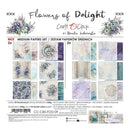 Craft O'Clock 'Flowers of Delight' paper pack by Renata Judulinowska, featuring a 2x2 set of double-sided medium papers with watercolor floral designs in soft purple, blue, and green tones.