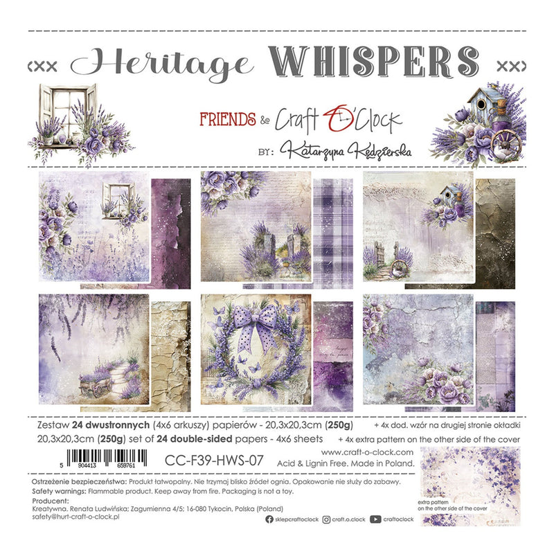 Craft O'Clock Heritage Whispers 8"x8" Paper Set