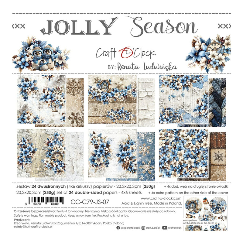 Craft O'Clock Jolly Season 8"x8" Paper Set