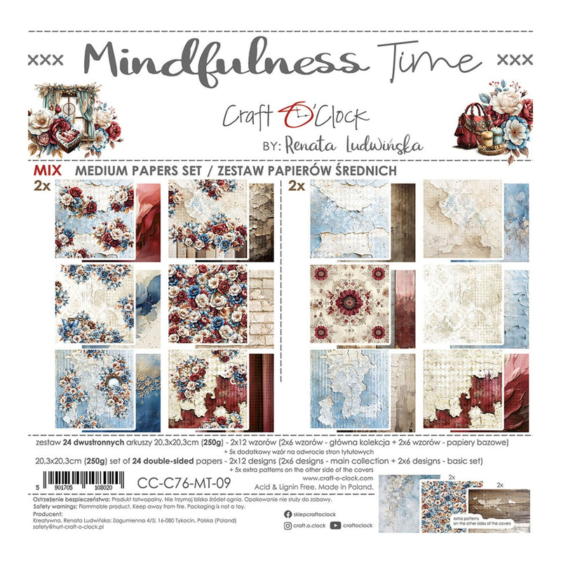 Craft O'Clock Mindfulness Time 8"x8" Medium Papers Set