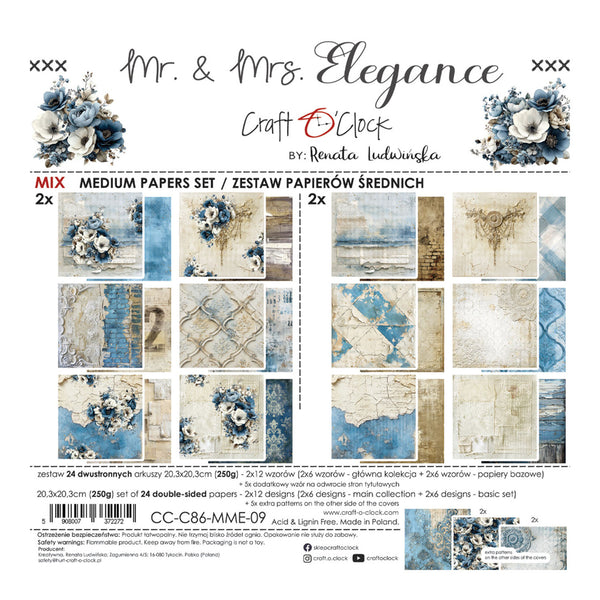Product packaging for a craft paper set titled 'Mr. & Mrs.