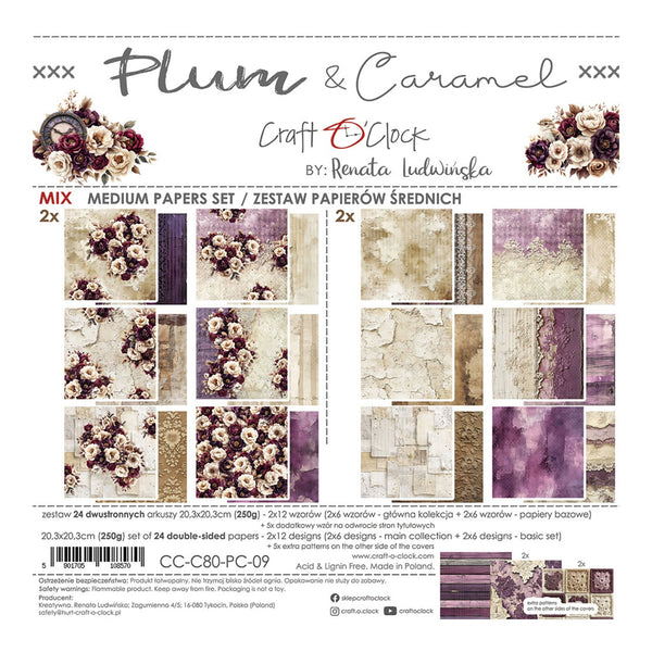 Craft O'Clock Plum & Caramel 8"×8" Medium Papers Set
