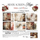 Silver Screen Magic Basic Papers Set by Kateryna Hellekowska, featuring 24 double-sided vintage papers with a floral and distressed design, shown on the product packaging.