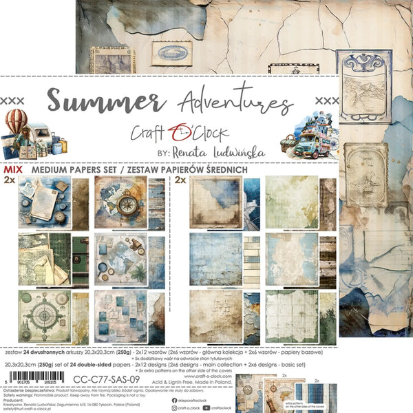 Craft O'Clock Summer Adventures 8"x8" Medium Papers Set