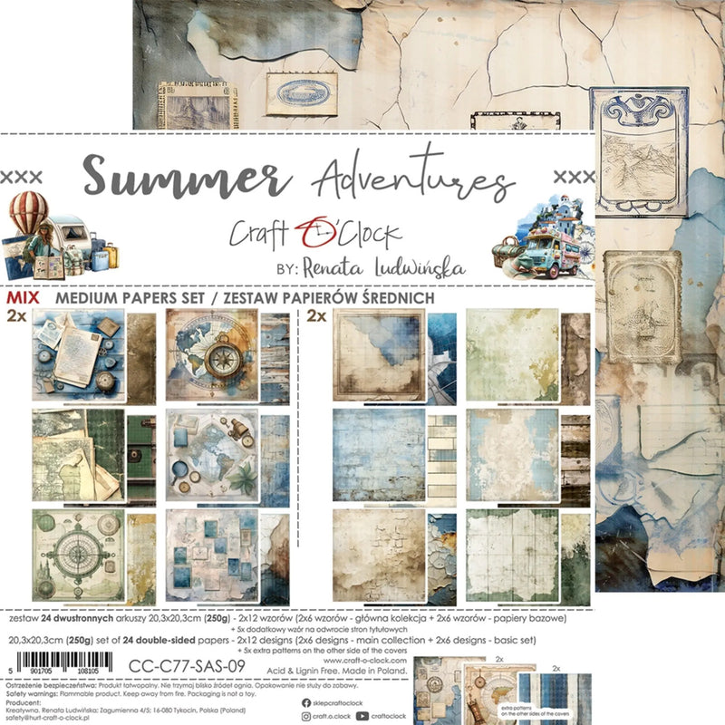 Craft O'Clock Summer Adventures 8"x8" Medium Papers Set