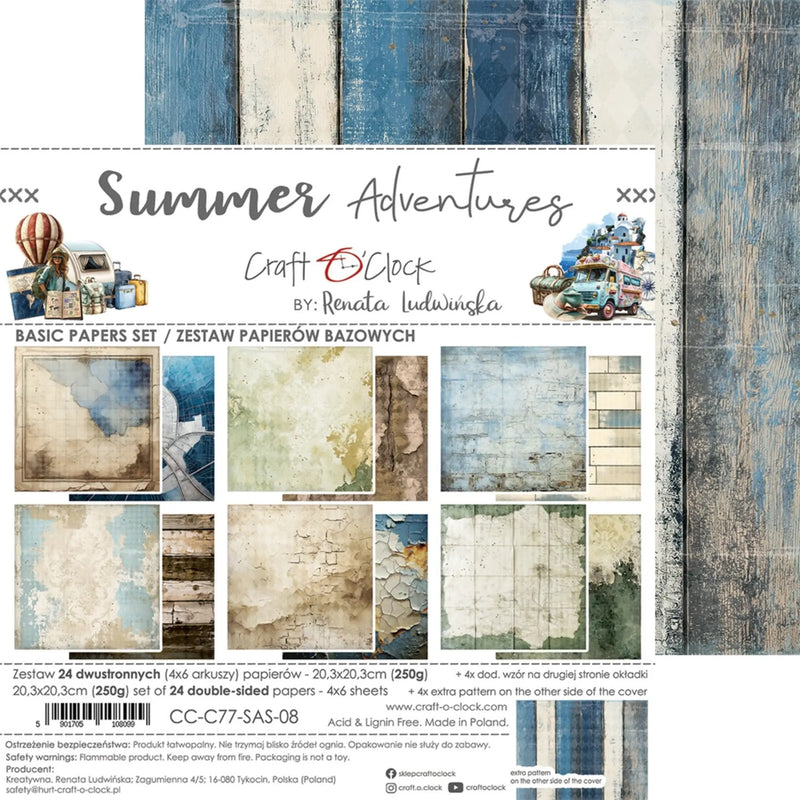 Craft O'Clock Summer Adventures 8"x8" Medium Papers Set