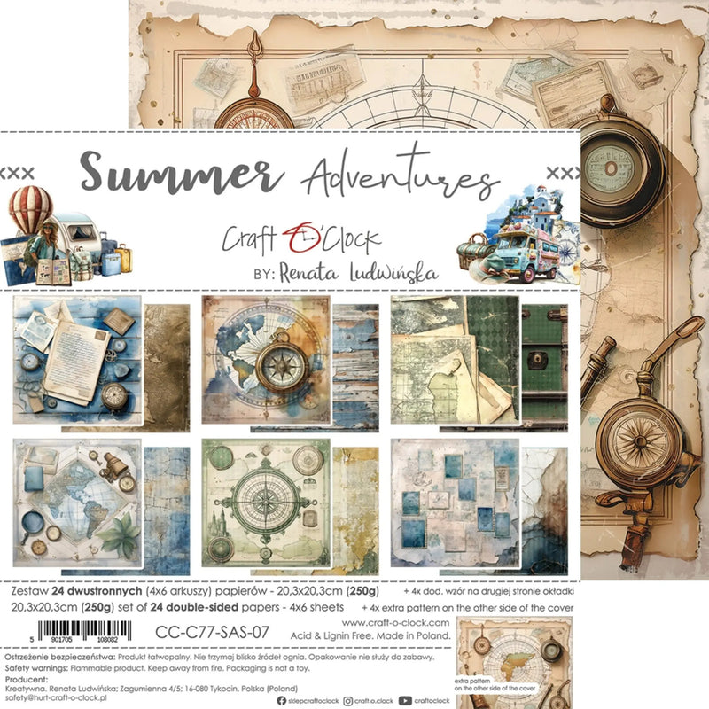 Craft O'Clock Summer Adventures 8"x8" Medium Papers Set