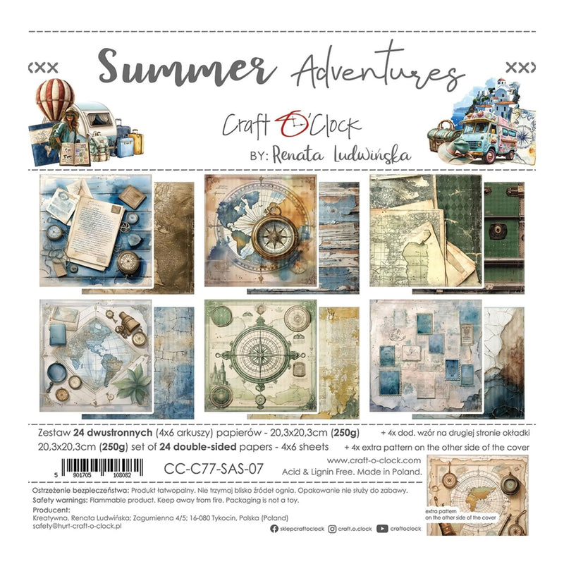 Craft O'Clock Summer Adventures 8"x8" Paper Set