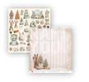 Two sheets of Christmas-themed scrapbooking paper with vintage illustrations, displayed on a clean white background.