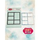 A craft die set shown on a watercolor-style background, featuring a black metal frame die on a pale blue backing card and a matching clear or lightly tinted frame die. A pink 'Craft & You' logo appears in the lower right.