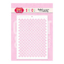 A pink and white Craft & You Design stencil sheet featuring a repeating scallop or fish-scale pattern, shown in its retail packaging with the brand name 'Craft & You' visible at the top.