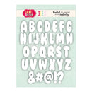 A sheet of white alphabet and punctuation craft dies on a pale mint background, with the Craft & Your Dies logo at the top.