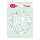 Craft & You Die with wreath and feather design on a light green background