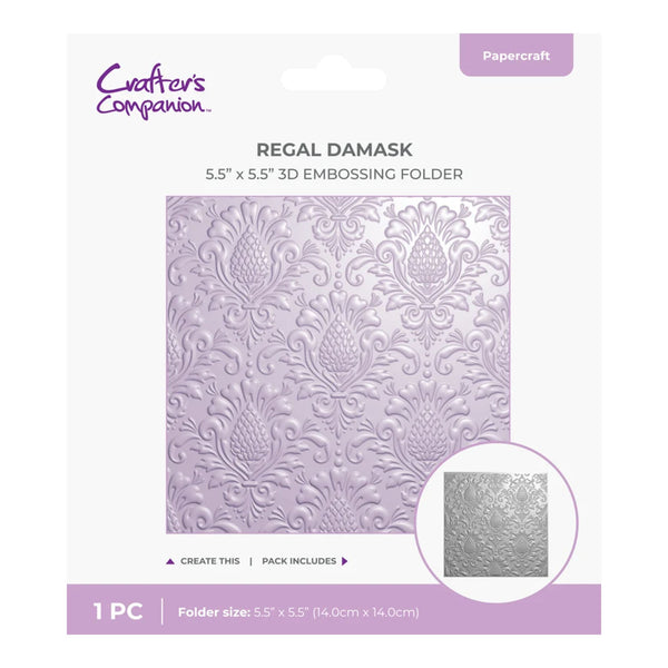 Crafter's Companion 3D Embossing Folder 5.5" x 5.5" - Regal Damask