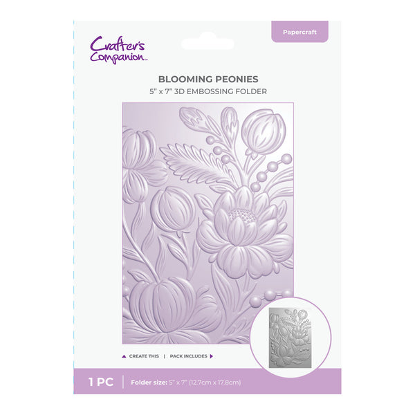Crafter's Companion 3D Embossing Folder 5" x 7" - Blooming Peonies