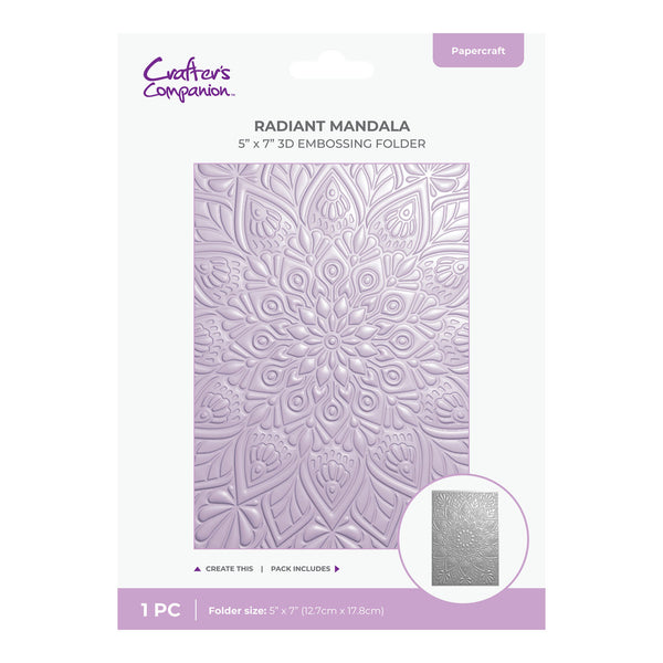 Crafter's Companion 3D Embossing Folder 5" x 7" - Radiant Mandala