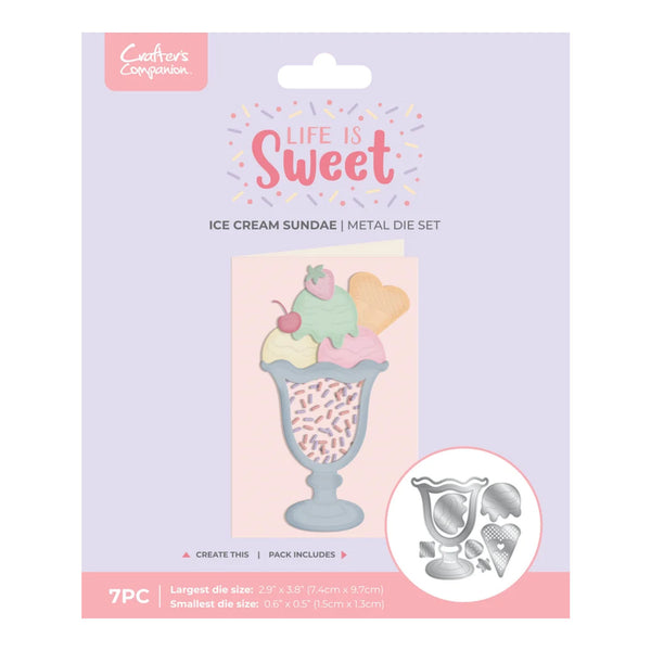 Crafter's Companion Life is Sweet Metal Die Set - Ice Cream Sundae
