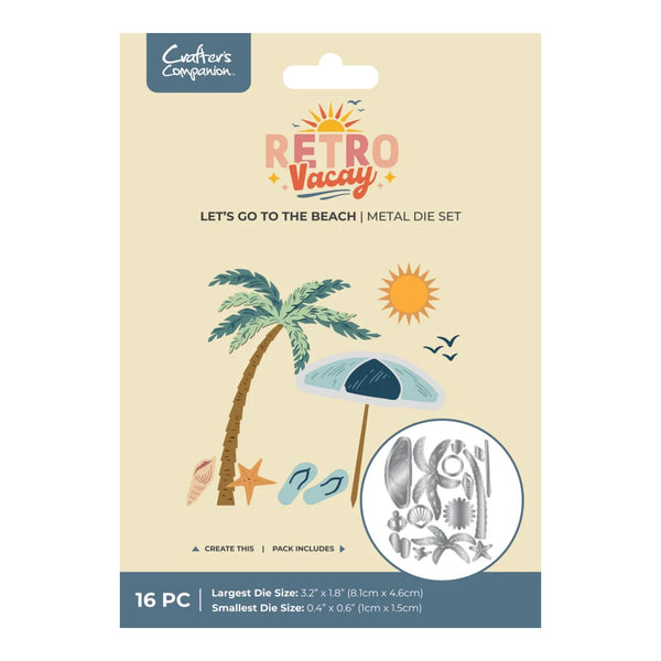Crafter's Companion Retro Vacay Metal Die Set - Let's Go to the Beach