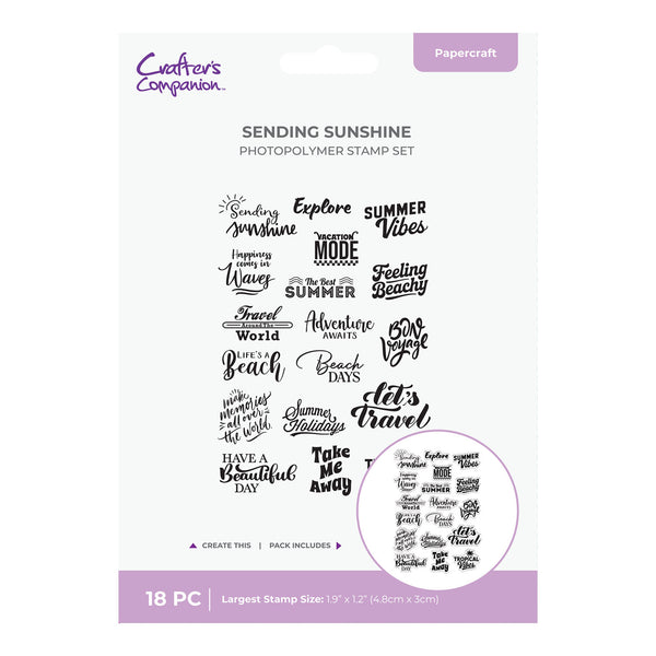 Crafter's Companion Retro Vacay Photopolymer Stamp Set - Sending Sunshine