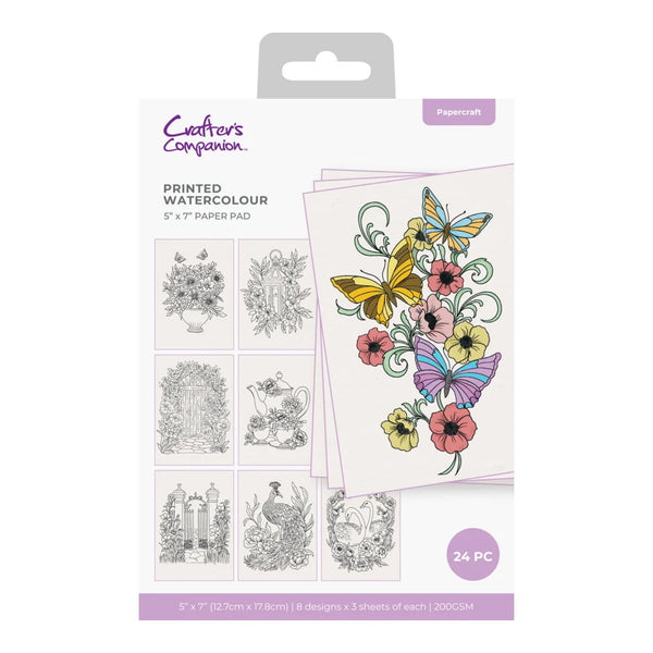 Crafter's Companion Watercolour 5" x 7" Paper Pad - Printed Watercolour