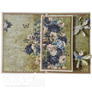 A handmade vintage-style greeting card set by Nicole Creales, featuring a central floral card with blue and cream roses, a clock, and a bow, flanked by two larger cards with butterflies and dragonflies, on a white background with a 'Made by Nicole Creales' watermark.