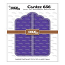 Cardz 636 gatefold card panel B from Amelie Kurnit's Creativities collection, shown as a purple layered die-cut card design on its product packaging card.