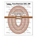 Crea-Nest-Lies XXL 198 Stansen - Dies packaging showing a spiral arrangement of thin orange-brown metal frames on a white background with Crea-Nest-Lies branding.