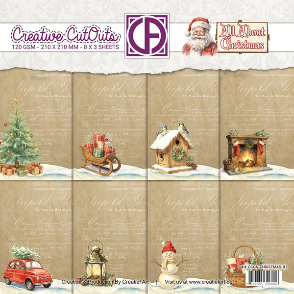 Creatief Art All About Christmas 8"x8" Paper Pack - Vintage Perkament