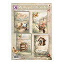 Product packaging for 'My Happy Little Garden' with garden-themed illustrations on a white background.