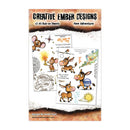 Creative Ember Designs 'New Adventure' rub-on sheets packaging, featuring cartoon illustrations of a mouse, donkey, bird, and sun on the front cover.