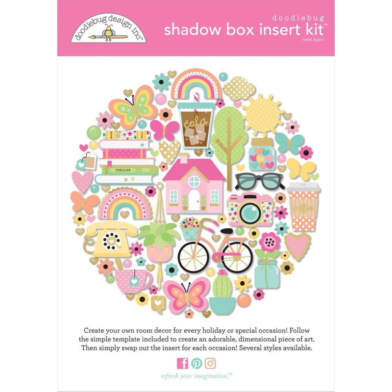 Doodlebug Design Shadow Box Insert Kit Hello Again*