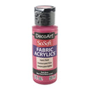 A bottle of DecoArt SoSoft Fabric Acrylics fabric paint in the shade Dark Rose, 2 fl. oz.