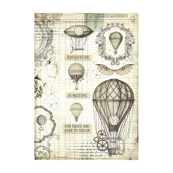 Stamperia Rice Paper Sheet A4 - Voyages Fantastiques - Balloon