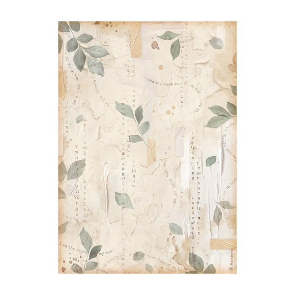 Stamperia Rice Paper Sheet A4 - Create Happiness Secret Diary - Leaves