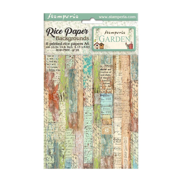 Stamperia Assorted Rice Paper Backgrounds A6 8/Sheets - Garden