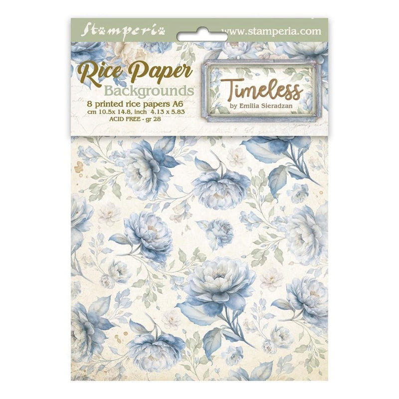Stamperia Assorted Rice Paper Backgrounds A6 8/Sheets - Timeless