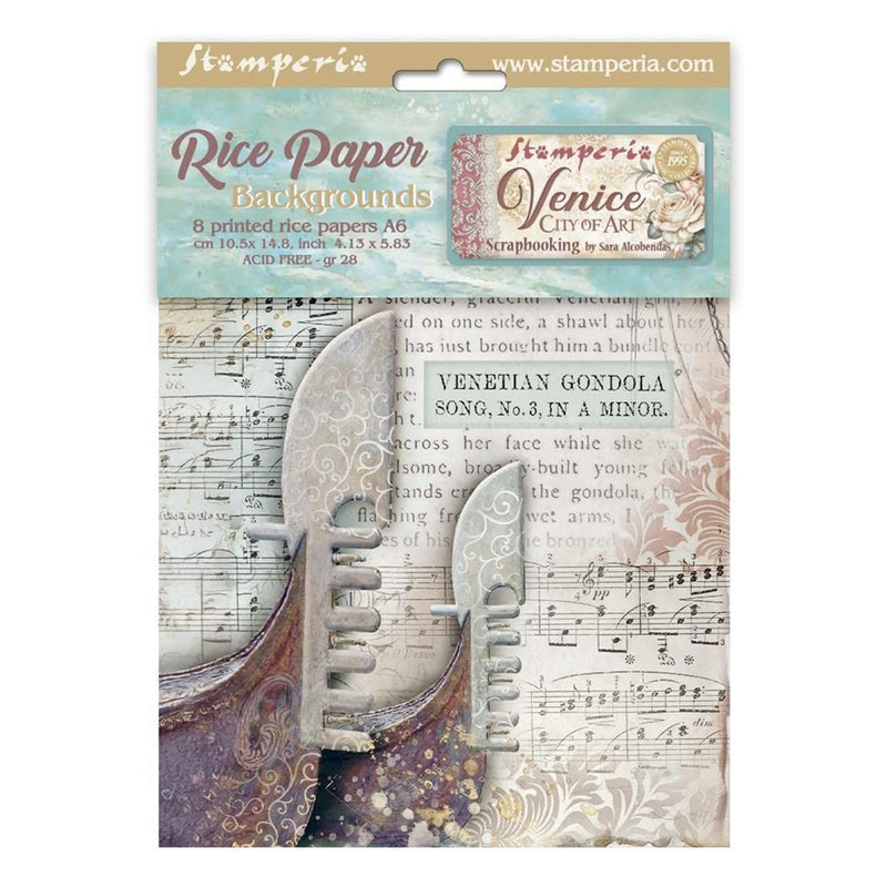 Stamperia Rice Paper Backgrounds A6 8/Pkg - Venice City of Art