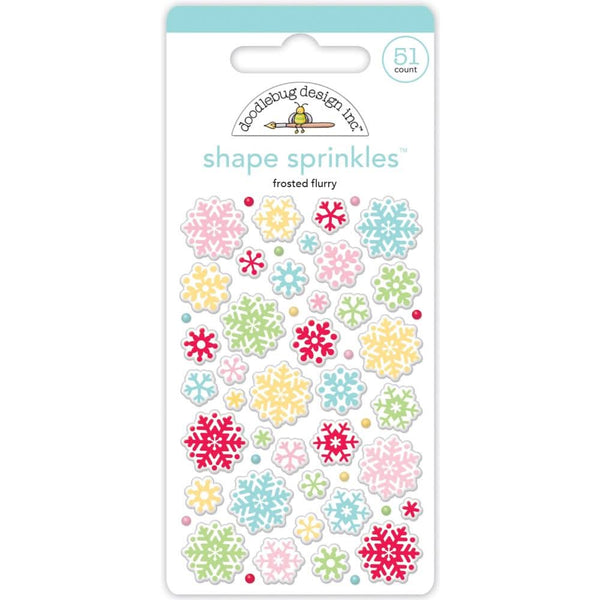 Doodlebug Sprinkles Adhesive Enamel Shapes Frosted Flurry*