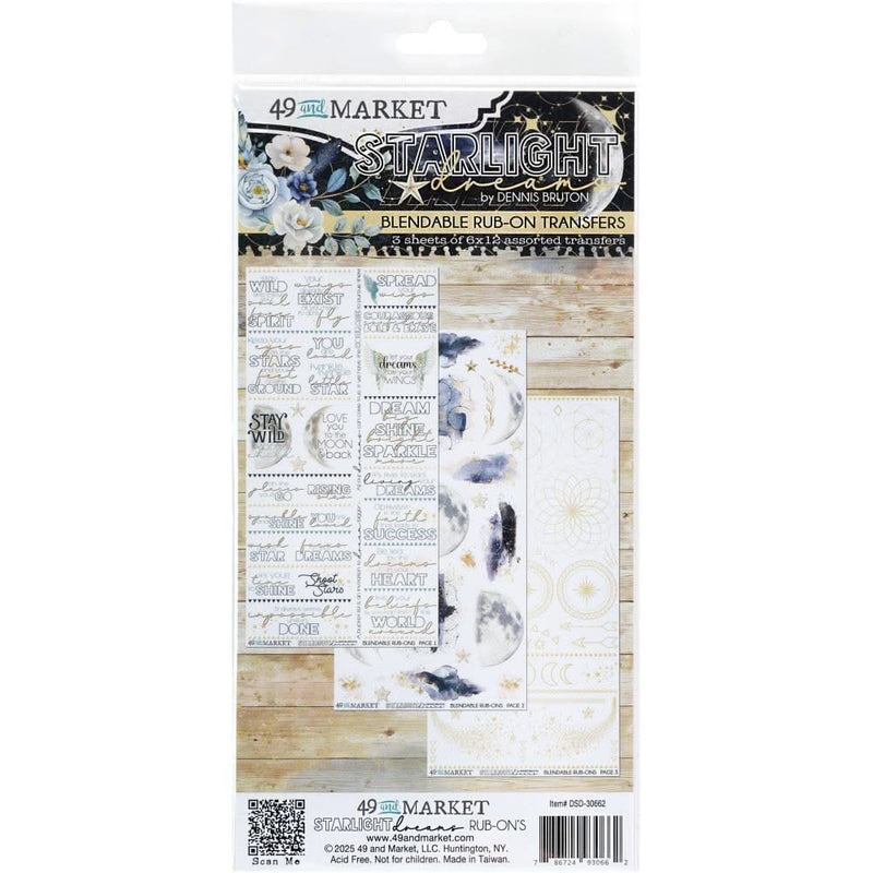 49 And Market Rub-On Transfer Set 6"X12" Starlight Dreams
