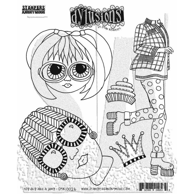 Dyan Reaveley's Dylusions Cling Stamp Collections 8.5"X7" Hop Skip And A Jump